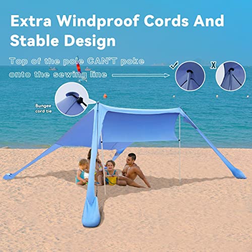 FBSPORT Beach Tent Sun Shelter, Portable Beach Shade Canopy UPF50+ with Sandbags for Outdoor Family Camping, Fishing, Back...
