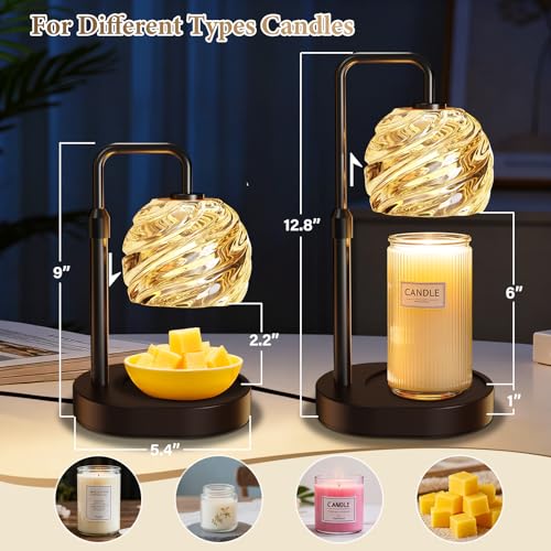 WarmEmbrace Candle Warmer Lamp with Timer for Jar Candles - Dimmable, Height and Brightness Adjustable Electric Wax Warmer...