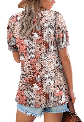 Zwurew Women's Summer Casual Puff Short Sleeve T-Shirts Square Neck Pleated Flowy Trendy Tunic Tops for Leggings S-2XL
