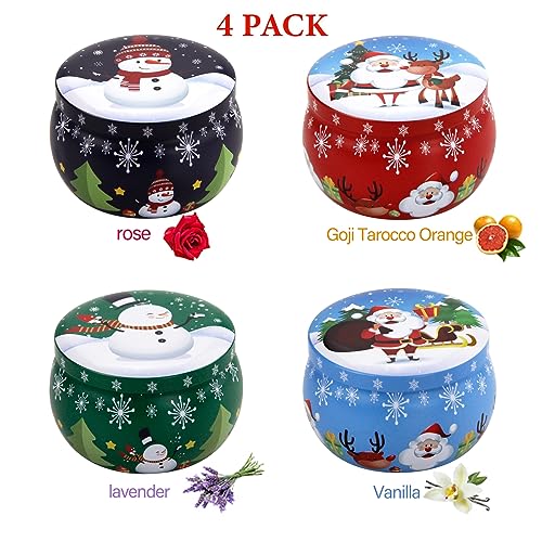 Christmas Scented Candles Gifts for Women 4 Pack, 4.4 oz Soy Aromatherapy Candles for Home Scented Decoration, Long Lastin...
