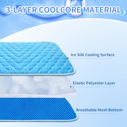 PETZOOKA Dog Cooling Mat Self Cool Pad for Dogs and Cats, Washable Portable Pet Sleeping Pad for Summer,27.5" x 18.5"