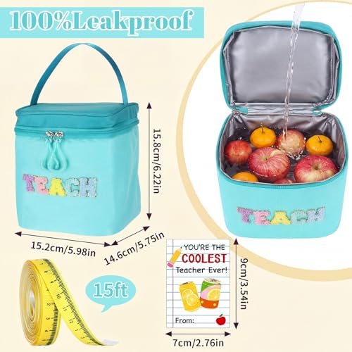 Summer Teacher Appreciation Gifts Teach Chenille Letter Cooler Bag with Ribbon Thank You Tag Wooden Clamp Cooler Bag for E...