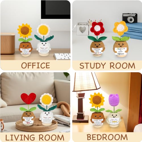 AicooFest Teacher Appreciation Gifts 6PCS Thank You Gifts for Mom Women, Positive Crochet Flowers Emotional Support Croche...
