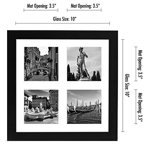 Americanflat 4x4 Picture Frame Collage with Shatter-Resistant Glass - Fits Four 4x4 Photos or Use as One 10x10 Picture Fra...