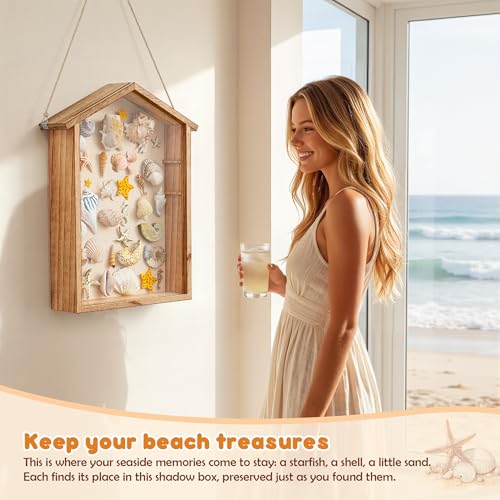 Yoimori Shadow Box Frame, 11x14 Large Shadow Boxes Display Cases, Rustic Burnt Memory Box for Flower Pressing, Seashell Di...