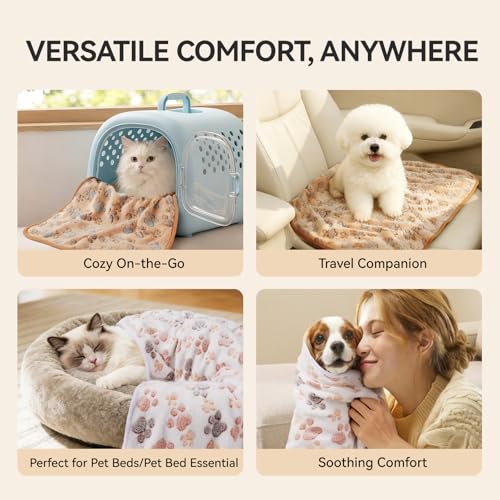 LINENLUX 1 Pack 3 Blankets Super Soft Fluffy Premium Fleece Dog Blankets for Puppy Cat Pet Blanket Flannel Throw Warm Slee...