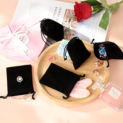 ENNIYU 20PCS Premium Velvet Bags with Drawstring, Black Jewelry bags Pouches Candy Bags, 3x4 Advent Calendar Bags Mini Dic...