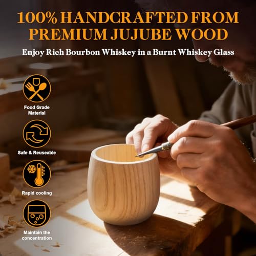 Astonlink Personalized Gifts for Men Husband Dad Boyfriend, Initial Charred Wooden Bourbon Drinking Glass & Whiskey Glasse...