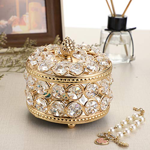 Hipiwe Crystal Mirrored Jewelry Box Jewelry Trinket Organizer Box Home Decor Ring Earrings Necklace Storage Holder Keepsak...