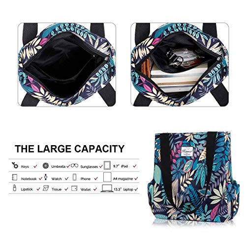 KAMO Floral Tote Bag - Waterproof Lightweight Handbags Travel Shoulder Bag for Hiking Yoga Gym Swimming Travel Beach