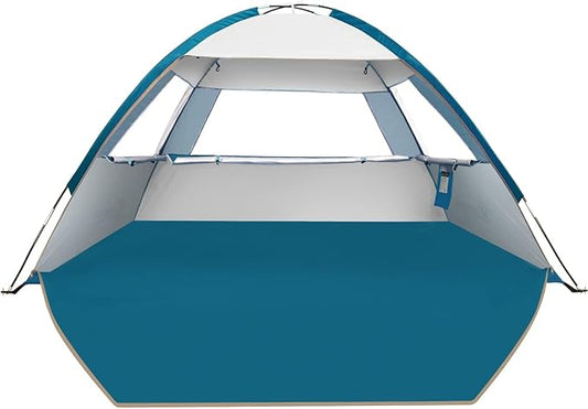 COMMOUDS Beach Tent Sun Shade for 3/4/6/8 Person, UPF 50+ Beach Sun Shelter Canopy Tent, Lightweight, Easy Set Up and Carry