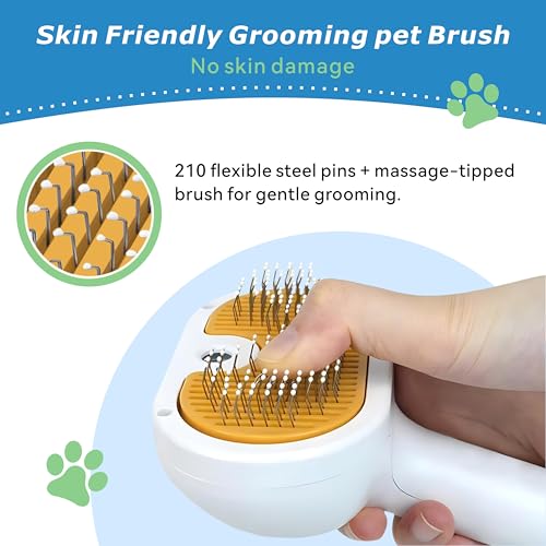 4-in-1 Pet Steam Brush for Dog & cat brush for shedding，Spray Hair Removal Comb with Waterless Shampoo–Self-Cleaning Pet G...