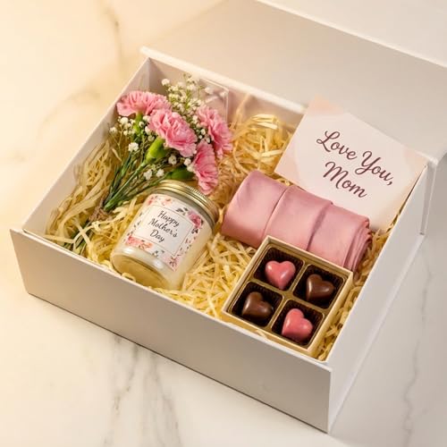 HcoHlow White Magnetic Gift Box 9x6.7x2.75 Inches, Rigid Collapsible Gift Boxes with Lids for Presents, Bridesmaid Proposa...