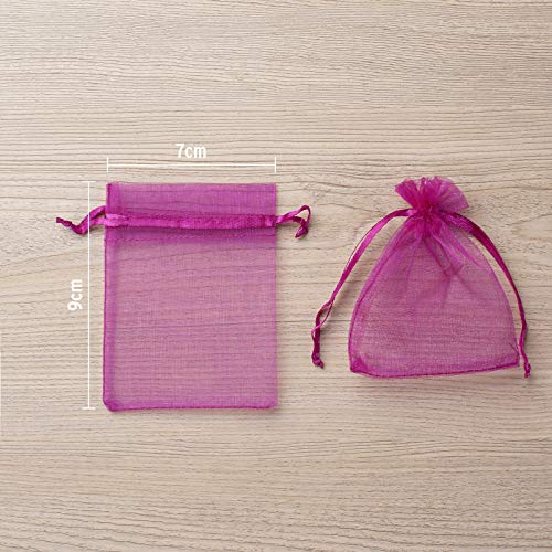 MOTYAWN 100 PCS Rose Red Organza Bags Sheer Drawstring Gift Bags 2x3 Jewelry Pouches Wedding Party Christmas Favor Gift Ba...