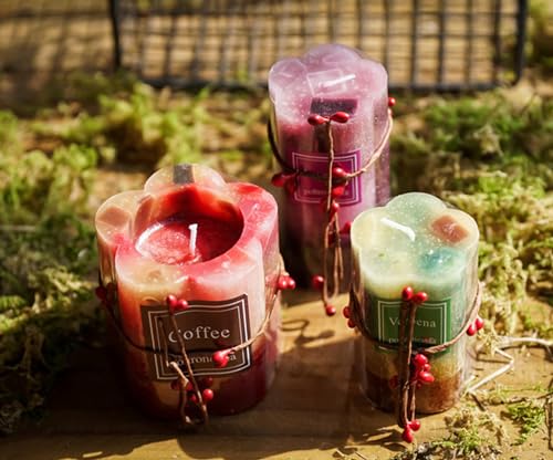 Flower Shaped Aroma Candle,250G Village Style Gradient Color Soy Wax Scented Candle for Table Photo Prop Birthday,Prefect ...