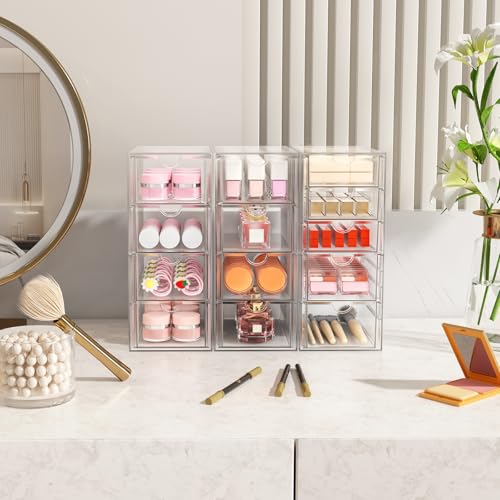 Acrylic Makeup Organizer with 13 Drawers, Bathroom Counter Organizer, Acrylic Organizers, Desk Organizer, Office Supplies,...