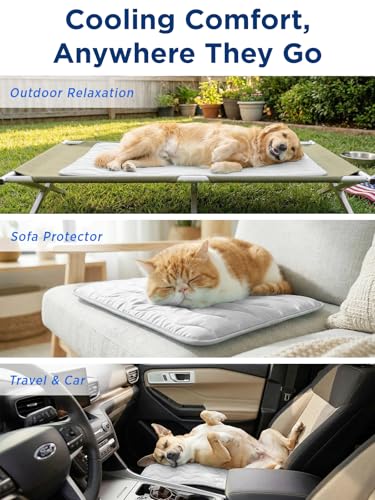 Dog Cooling Mat for Extra Large Dogs, 48"x30" Breathable Self Cooling Crate Mat for Dogs & Cats, QMAX>0.5 Portable Washabl...