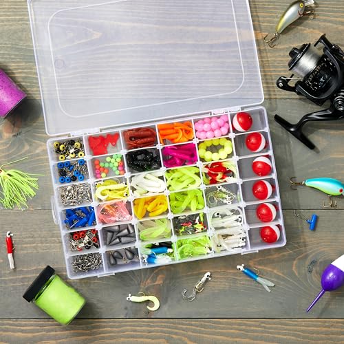 Juvale Jewelry Organizer Box - 3-Pack, 1.7 x 10.75 x 7 In, Clear Plastic - Bead Storage Containers with 36 Compartments & ...