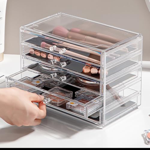 YUFONG Earring Storage Box Organizer 5 Drawers Jewelry Organizer Acrylic Jewelry Storage Box Holder Compartment Transparen...