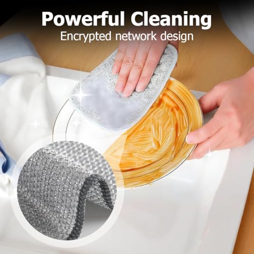 QITELL Multipurpose Steel Wire Cleaning Cloth - Double-Sided Scrub Rag for Kitchen Pots Pans Wet Dry (5)
