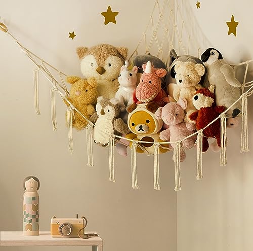 Stuffed Animal Storage Hammock or Net Corner - Large Toy Hammock Net for Stuffed Animals Room Decor - Cute Stuff Animal Or...
