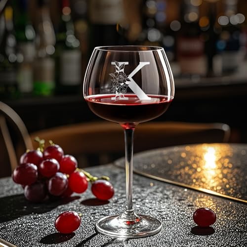 Personalized Gifts for Women, Monogrammed A-Z Wine Glass Custom Design, Unique Birthday Christmas Valentines Day Gift for ...