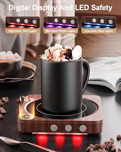 House Gem Mug Warmer - 36W Coffee Mug Warmer for Desk with Temperature Display, 2-12Hrs Auto Shut Off, Smart Candle Warmer...