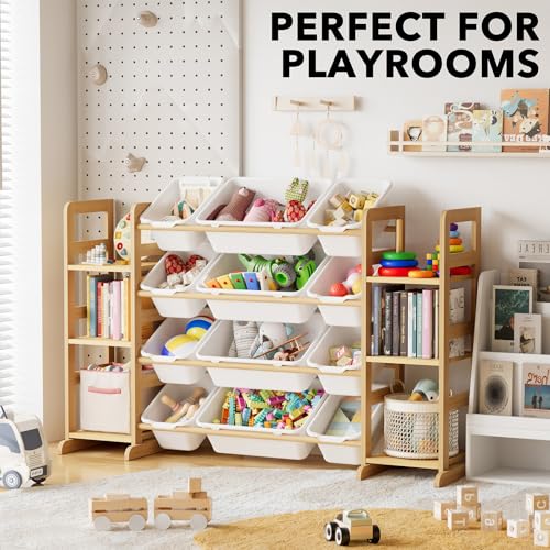 SpaceAid Toy Storage Organizer with 6 Shelves and 12 Bins, Bookshelf/Bookcase, Kids Bin Shelf, Toys Box for Playroom Organ...