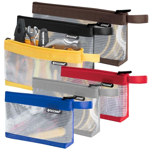TICONN Tool Pouch, 1680D Oxford Small Tool Bag, Tool Pouches with Zipper, Clear Utility Bag Zipper Pouch for Tool Organize...