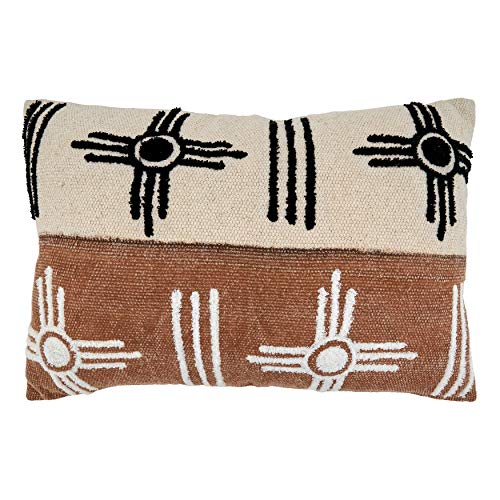 SARO LIFESTYLE Ryder Collection Two-Tone Design Printed and Embroidered Pillow Cover, 16"x24", Mocha