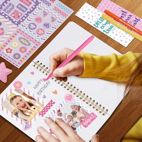 Nollh DIY Journal Kit for Girls - 26PCS Teen Tween Girl Gifts Trendy Stuff, Stocking Stuffers, Scrapbook Supplies Statione...