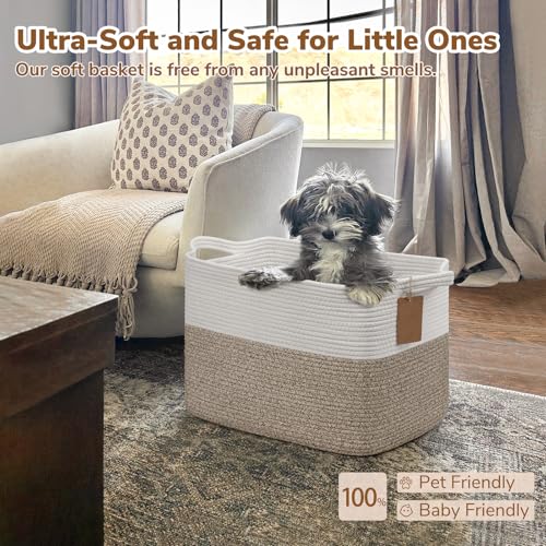 Goodpick Woven Storage Baskets for Organizing, Blanket Basket Living Room, Rope Baskets for Storage, Rectangle Toy Basket ...