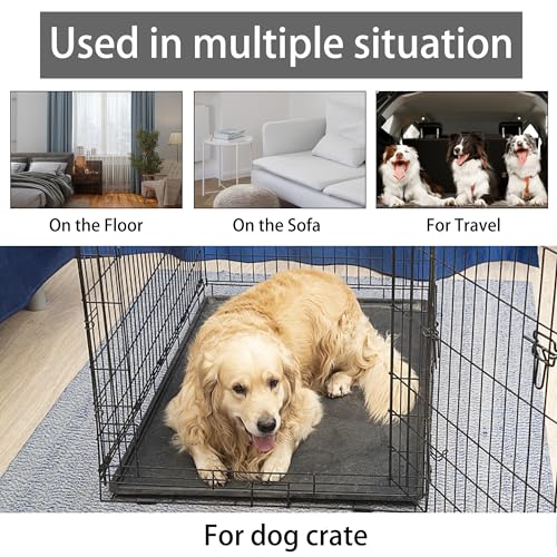 KHONSU PET Dog Bed Mat for Crate 1.1in Slim Cooling Pad Reversible Flannel & Waterproof Canva for Small Dogs up to 25 lbs,...