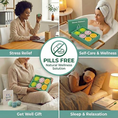Stress Relief Gifts with Heated Eye Mask, Stress Balls for Adults, Shower Steamers & Adult Coloring Book for sinus relief...