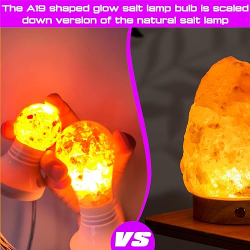 Elmoyle Dimmable Himalayan Salt Lamp LED Light Bulbs, E26 2200K Warm Amber Pink Night Light, 6W Mood Lighting, E26 A60 Sal...