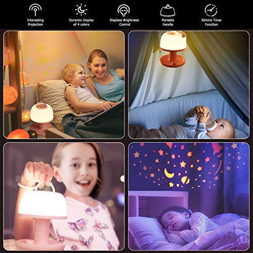 LICKLIP Toddler Night Light Lamp, Dimmable LED Bedside Lamp with Star Projector, Kids Lights Timer Design & Color Changin...