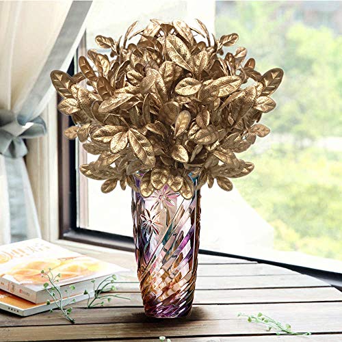 Fake Plants, CATTREE Artificial Plant Gold Plastic Grass Faux Shrubs Fake Leaves Bushes Home Indoor Outdoor Garden Wedding...