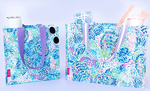 Lilly Pulitzer XL Market Shopper Bag, Oversize Reusable Grocery Tote with Comfortable Shoulder Straps