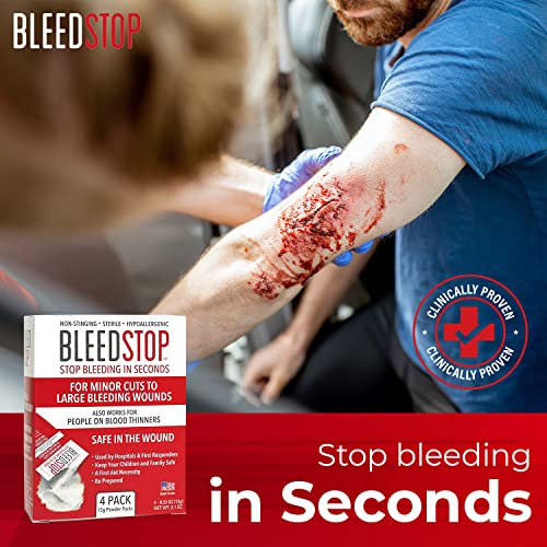 BleedStop™ First Aid Powder for Blood Clotting, Trauma Kit, Blood Thinner Patients, Camping Safety, and Survival Equipment...