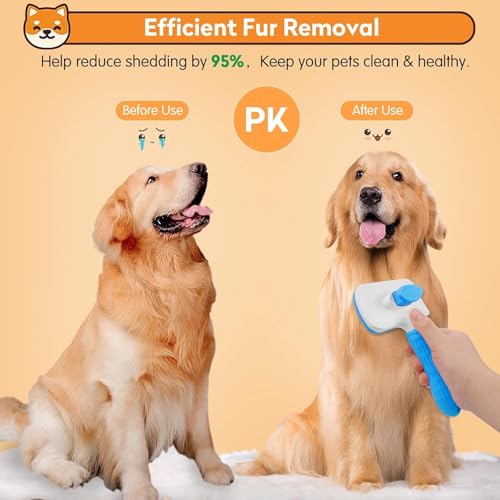 PWOD Dog & Cat Brush, Self Cleaning Slicker Brush for Pets, Upgraded Dog Brush for Shedding Massaging and Grooming, Remove...