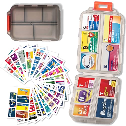 Pill Organizer with Medicine Labels Travel Daily Pill Container Mini Medication Organizer Storage Pill Organizer Travel Es...