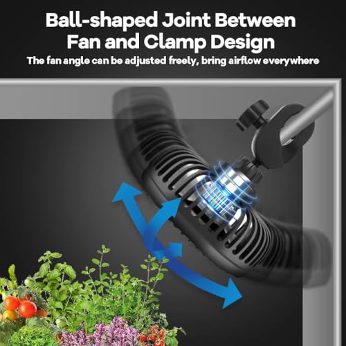 Grow Tent Fan, 5in Two Fans for Greenhouse Plant All Direction Ventilation Circulation Instead of Oscillating, Can Work wi...