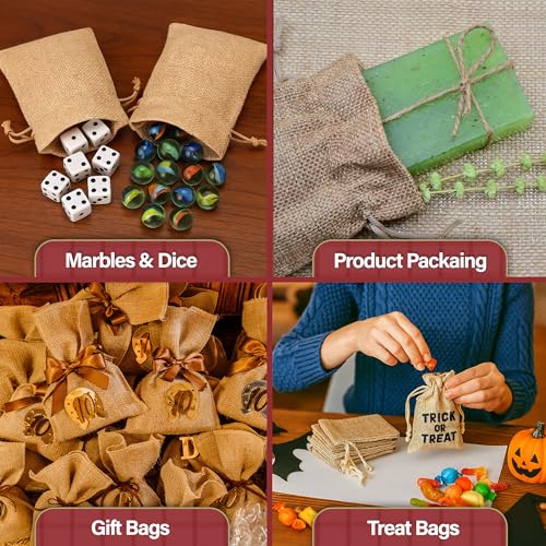 Mandala Crafts 7X9 Inch Teal Burlap Drawstring Gift Bags for Favors - 20 Medium Linen Sacks Gift Pouches for Candy, Coffe...