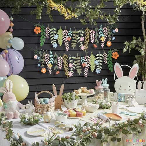 KatchOn, Pastel Flower Banner Garland - 6.5 Feet, Pack of 2 | Cheerland Flower Banner | Wildflower Garland Floral for Wedd...