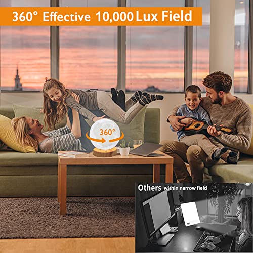 Light Therapy Lamp 10000 Lux, Happy Sunlight Lamps UV-Free with 3 Color Temperatures, Adjustable Brightness,Timer & Memory...