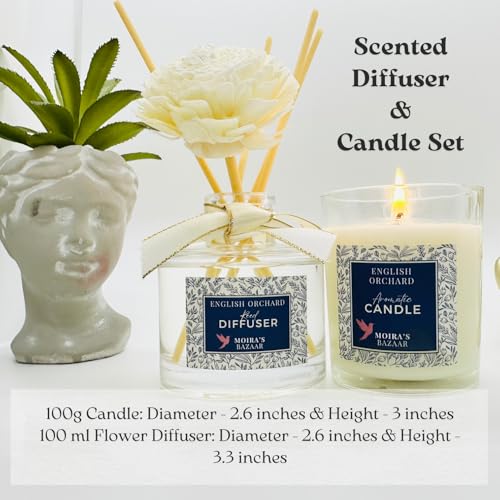 Moira's Bazaar Elysian Essence Aromatherapy Gift Set – Luxury Candle and Flower Reed Diffuser – Perfect Scented Gift for T...