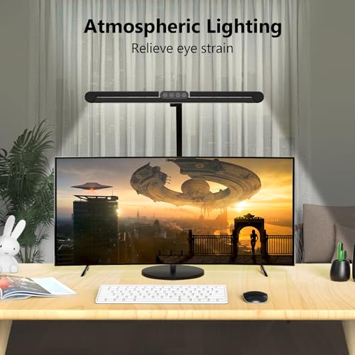 Micomlan Architect Desk Lamp with Atmosphere Lighting, Adjustable Led Desk Light for Home Office with Base, 24W Bright Aut...