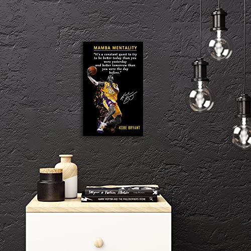Kobe Bryant Inspirational Poster Canvas Wall Art • Mamba Mentality Quote Canvas Wall Art • Basketball Player Sports Home D...