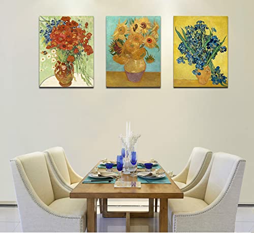 OKEXCKK Sunflowers of Vincent Van Gogh Wall Art, Irises Flower Paintings Artwork Reproduction, Giclee Canvas Prints Pictur...