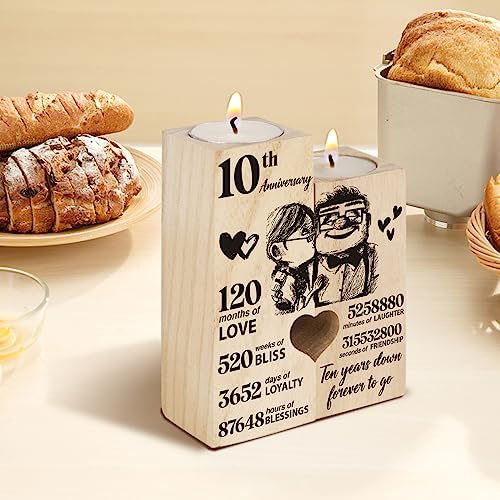 10th Anniversary Wedding Gifts for Wife, Husband, Couples Gift Candlestick,Ten Years Wedding Anniversary Presents for Her,...
